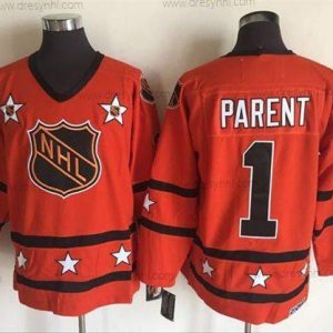 1972-81 NHL All-Star #1 Bernie Parent Oranžová CCM Sešitý Vintage Hokejový dres – Pánské