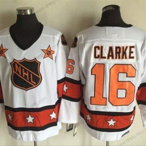 1972-81 NHL All-Star #16 Bobby Clarke Bílý CCM Sešitý Vintage Hokejový dres – Pánské