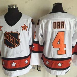 1972-81 NHL All-Star #4 Bobby Orr Bílý CCM Sešitý Vintage Hokejový dres – Pánské