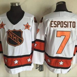 1972-81 NHL All-Star #7 Phil Esposito Bílý CCM Sešitý Vintage Hokejový dres – Pánské