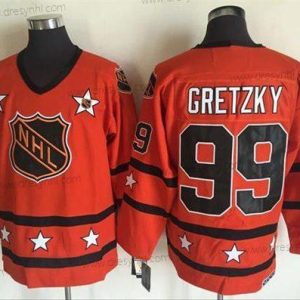 1972-81 NHL All-Star #99 Wayne Gretzky Oranžová CCM Sešitý Vintage Hokejový dres – Pánské