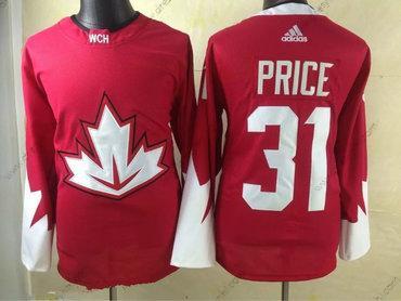 Adidas 2016 IIHF Tým Kanady #31 Carey Price Červené Hokejový Sešitý dres – Pánské