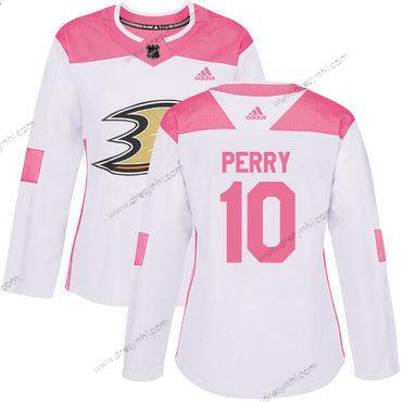 Adidas Anaheim Ducks #10 Corey Perry Bílý Růžový Autentické Sešitý NHL dres – Dámské