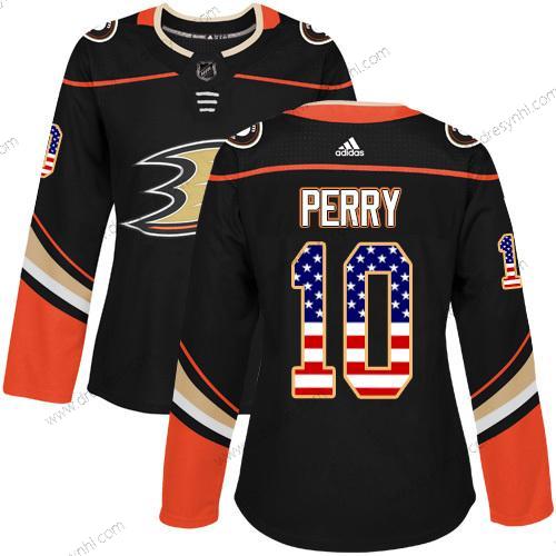 Adidas Anaheim Ducks #10 Corey Perry Černá Domácí dres Autentické USA Flag Sešitý NHL dres – Dámské