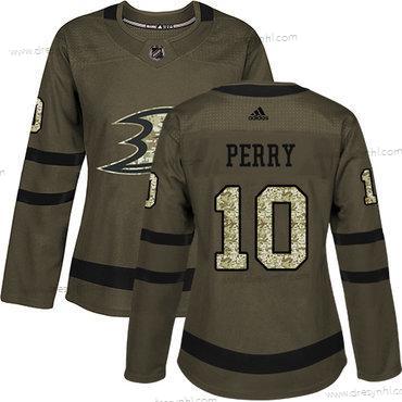 Adidas Anaheim Ducks #10 Corey Perry Zelená Salute to Service Sešitý NHL dres – Dámské