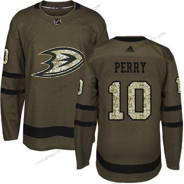 Adidas Anaheim Ducks #10 Corey Perry Zelená Salute to Service Sešitý NHL dres – Juniorské