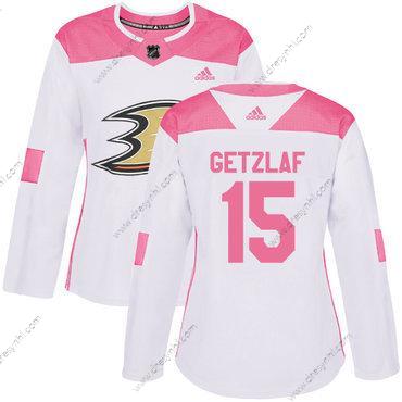 Adidas Anaheim Ducks #15 Ryan Getzlaf Bílý Růžový Autentické Sešitý NHL dres – Dámské