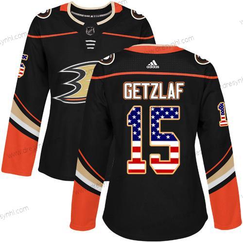 Adidas Anaheim Ducks #15 Ryan Getzlaf Černá Domácí dres Autentické USA Flag Sešitý NHL dres – Dámské