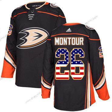 Adidas Anaheim Ducks #26 Brandon Montour Černá Domácí dres Autentické USA Flag Sešitý NHL dres – Juniorské