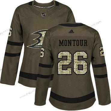 Adidas Anaheim Ducks #26 Brandon Montour Zelená Salute to Service Sešitý NHL dres – Dámské