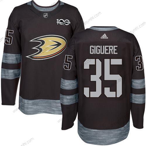 Adidas Anaheim Ducks #35 Jean-Sebastien Giguere Černá 1917-2017 100th Výročí Sešitý NHL dres – Pánské