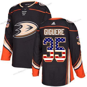 Adidas Anaheim Ducks #35 Jean-Sebastien Giguere Černá Domácí dres Autentické USA Flag Sešitý NHL dres – Pánské