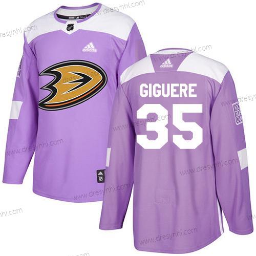 Adidas Anaheim Ducks #35 Jean-Sebastien Giguere Nachový Autentické Bojuje proti rakovině Sešitý NHL dres – Pánské