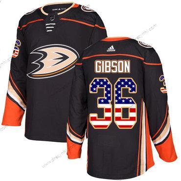 Adidas Anaheim Ducks #36 John Gibson Černá Domácí dres Autentické USA Flag Sešitý NHL dres – Pánské