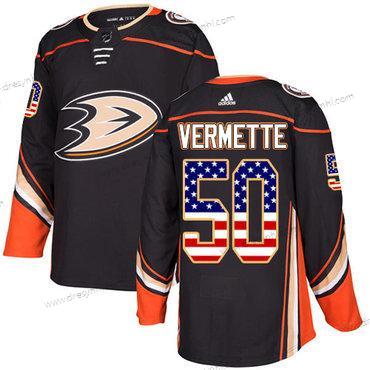 Adidas Anaheim Ducks #50 Antoine Vermette Černá Domácí dres Autentické USA Flag Sešitý NHL dres – Pánské