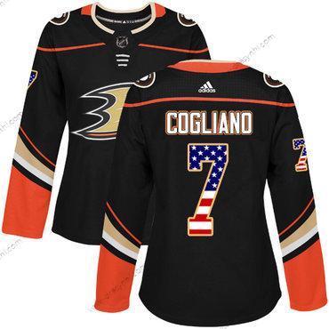 Adidas Anaheim Ducks #7 Andrew Cogliano Černá Domácí dres Autentické USA Flag Sešitý NHL dres – Dámské