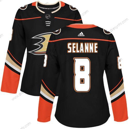 Adidas Anaheim Ducks #8 Teemu Selanne Černá Domácí dres Autentické Sešitý NHL dres – Dámské