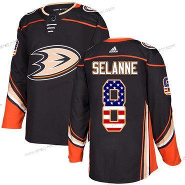 Adidas Anaheim Ducks #8 Teemu Selanne Černá Domácí dres Autentické USA Flag Sešitý NHL dres – Pánské