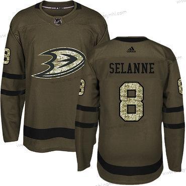 Adidas Anaheim Ducks #8 Teemu Selanne Zelená Salute to Service Sešitý NHL dres – Juniorské