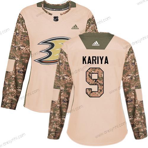 Adidas Anaheim Ducks #9 Paul Kariya Camo Autentické 2017 Veterans Day Sešitý NHL dres – Dámské