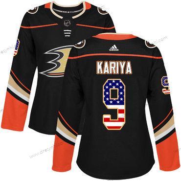 Adidas Anaheim Ducks #9 Paul Kariya Černá Domácí dres Autentické USA Flag Sešitý NHL dres – Dámské