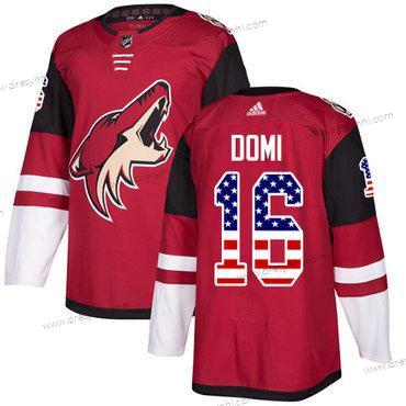 Adidas Arizona Coyotes #16 Max Domi Červené Domácí dres Autentické USA Flag Sešitý NHL dres – Pánské