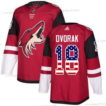 Adidas Arizona Coyotes #18 Christian Dvorak Červené Domácí dres Autentické USA Flag Sešitý NHL dres – Pánské