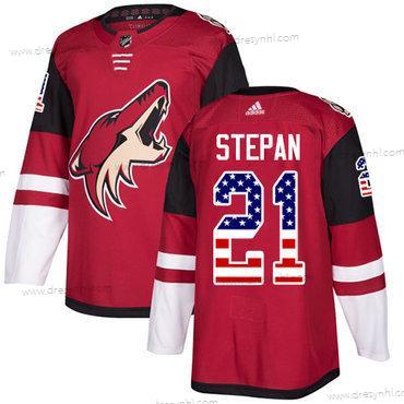 Adidas Arizona Coyotes #21 Derek Stepan Červené Domácí dres Autentické USA Flag Sešitý NHL dres – Pánské