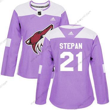 Adidas Arizona Coyotes #21 Derek Stepan Nachový Autentické Bojuje proti rakovině Sešitý NHL dres – Dámské