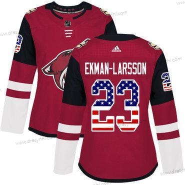 Adidas Arizona Coyotes #23 Oliver Ekman-Larsson Červené Domácí dres Autentické USA Flag Sešitý NHL dres – Dámské