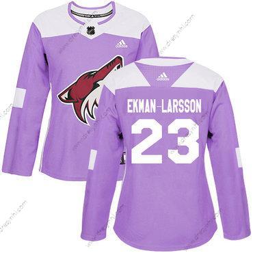 Adidas Arizona Coyotes #23 Oliver Ekman-Larsson Nachový Autentické Bojuje proti rakovině Sešitý NHL dres – Dámské