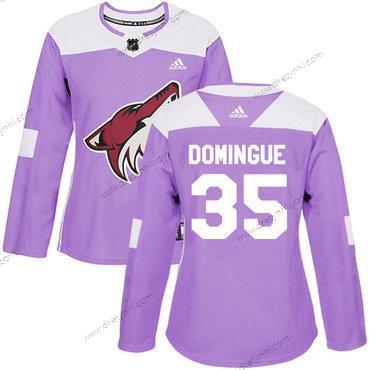 Adidas Arizona Coyotes #35 Louis Domingue Nachový Autentické Bojuje proti rakovině Sešitý NHL dres – Dámské