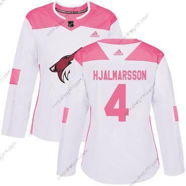 Adidas Arizona Coyotes #4 Niklas Hjalmarsson Bílý Růžový Autentické Sešitý NHL dres – Dámské