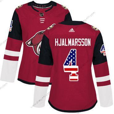 Adidas Arizona Coyotes #4 Niklas Hjalmarsson Červené Domácí dres Autentické USA Flag Sešitý NHL dres – Dámské