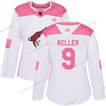 Adidas Arizona Coyotes #9 Clayton Keller Bílý Růžový Autentické Sešitý NHL dres – Dámské