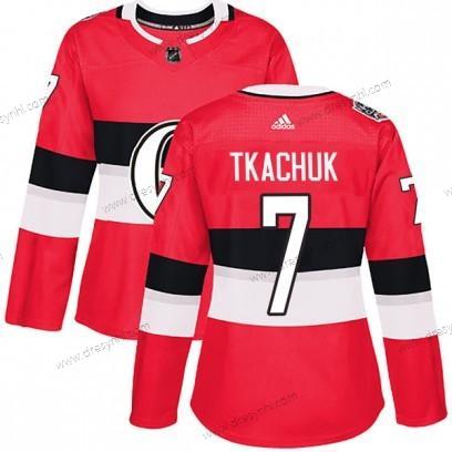 Adidas Autentické Ottawa Senators #7 Brady Tkachuk 1917-2017 100th Červené Klasický dres – Dámské