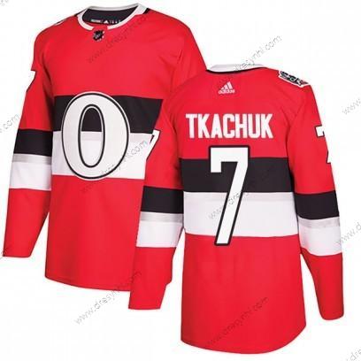 Adidas Autentické Ottawa Senators #7 Brady Tkachuk 1917-2017 100th Červené Klasický dres – Pánské