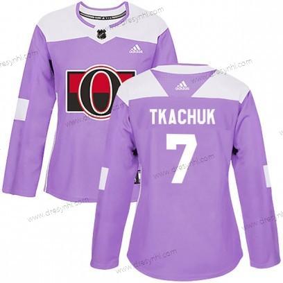 Adidas Autentické Ottawa Senators #7 Brady Tkachuk Bojuje proti rakovině Tréninkový Nachový dres – Dámské