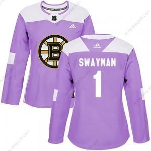 Adidas Boston Bruins #1 Jeremy Swayman Nachový Autentické Bojuje proti rakovině Tréninkový dres – Dámské