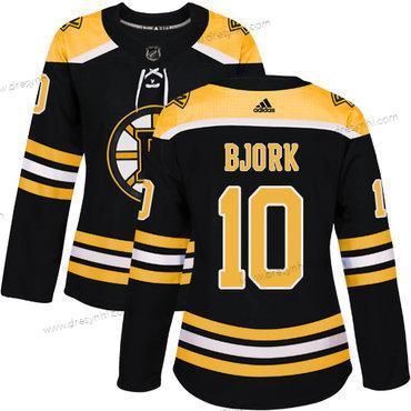 Adidas Boston Bruins #10 Anders Bjork Černá Domácí dres Autentické Sešitý NHL dres – Dámské