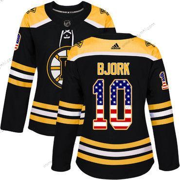 Adidas Boston Bruins #10 Anders Bjork Černá Domácí dres Autentické USA Flag Sešitý NHL dres – Dámské