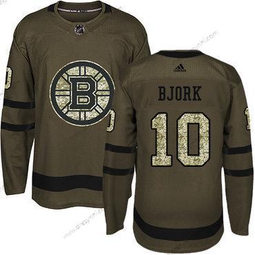 Adidas Boston Bruins #10 Anders Bjork Zelená Salute to Service Sešitý NHL dres – Juniorské