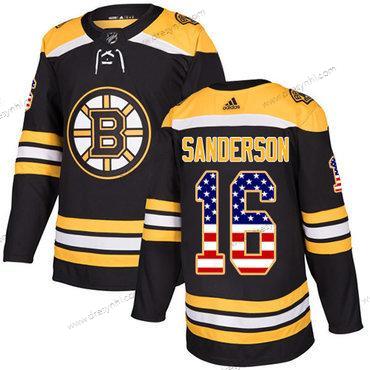 Adidas Boston Bruins #16 Derek Sanderson Černá Domácí dres Autentické USA Flag Sešitý NHL dres – Pánské