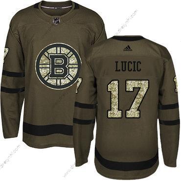 Adidas Boston Bruins #17 Milan Lucic Zelená Salute to Service Sešitý NHL dres – Pánské