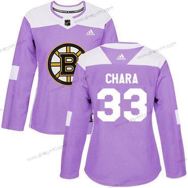 Adidas Boston Bruins #33 Zdeno Chara Nachový Autentické Bojuje proti rakovině Sešitý NHL dres – Dámské