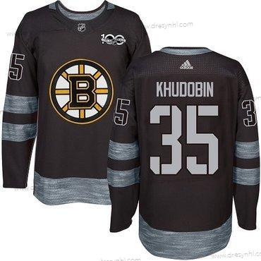 Adidas Boston Bruins #35 Anton Khudobin Černá 1917-2017 100th Výročí Sešitý NHL dres – Pánské