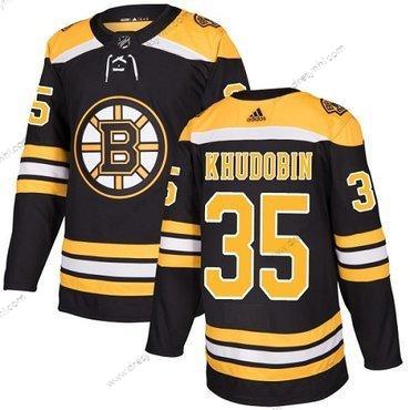 Adidas Boston Bruins #35 Anton Khudobin Černá Domácí dres Autentické Sešitý NHL dres – Pánské