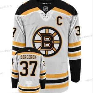 Adidas Boston Bruins #37 Patrice Bergeron With C Patch Autentické Hostující dres Bílý NHL Hokejový dres – Pánské