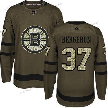 Adidas Boston Bruins #37 Patrice Bergeron Zelená Salute to Service Sešitý NHL dres – Juniorské