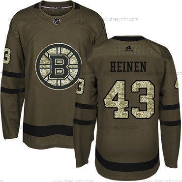 Adidas Boston Bruins #43 Danton Heinen Zelená Salute to Service Sešitý NHL dres – Pánské